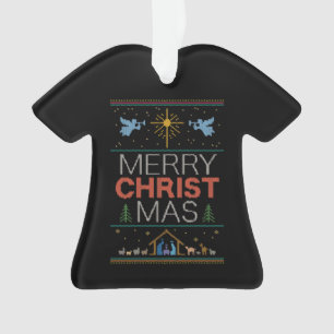 Ugly Merry Christmas Sweater Christian Jesus God Ornament