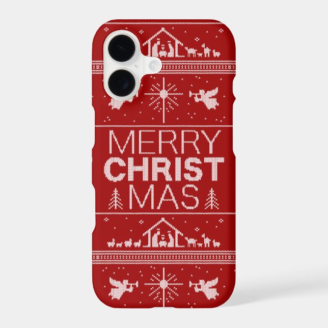 Ugly Merry Christmas Sweater Christian Nativity Case-Mate iPhone Case (Back)