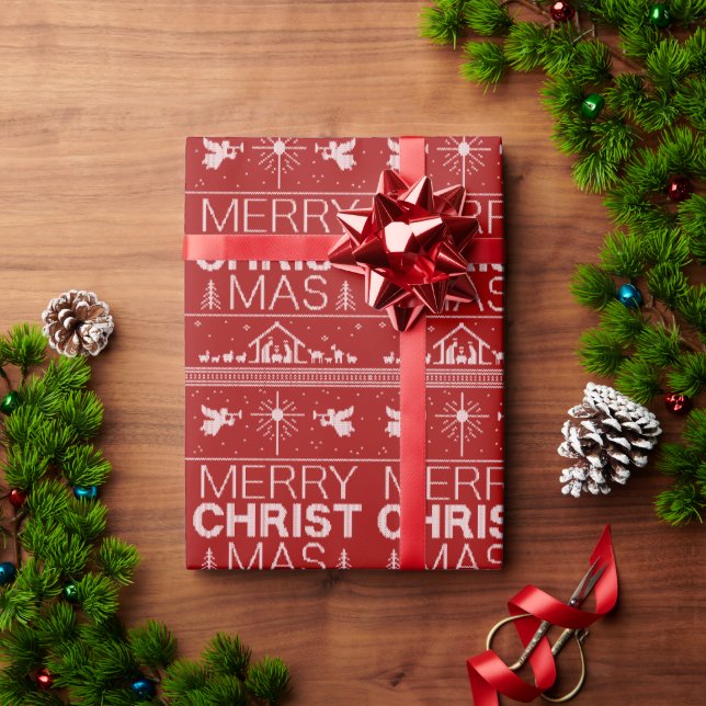 Ugly Merry CHRISTmas Sweater Christian Nativity Wrapping Paper (Holiday Gift)
