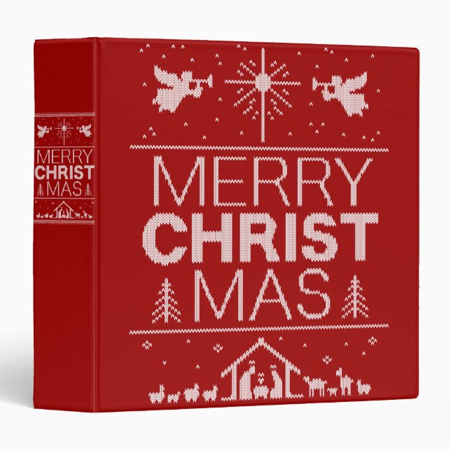 Ugly Merry CHRISTmas Sweater Christian Red White Binder (Front/Spine)