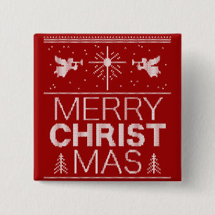 Ugly Merry CHRISTmas Sweater Christian Red White Button