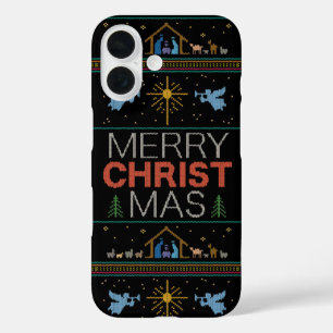 Ugly Merry Christmas Sweater Elegant - Religious iPhone 16 Case