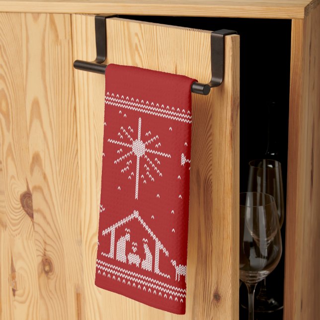 Ugly Merry Christmas Sweater Nativity Christian Kitchen Towel (Thirds Fold)