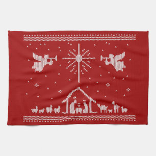 Ugly Merry Christmas Sweater Nativity Religious Kitchen Towel