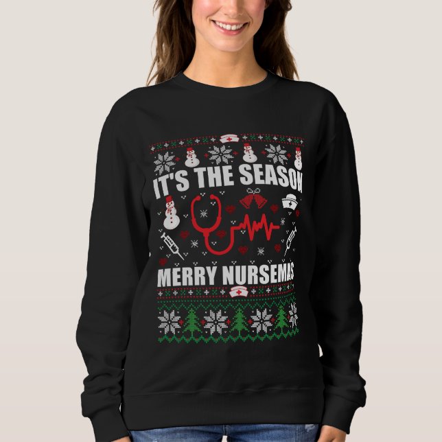 Ugly Merry Christmas sweater nurse RN gifts (Front)