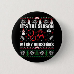 Ugly Merry Christmas sweater nurse RN gifts Button