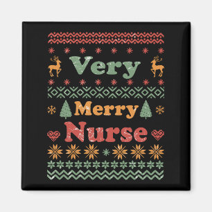 Ugly Merry Christmas sweater nurse RN gifts Magnet