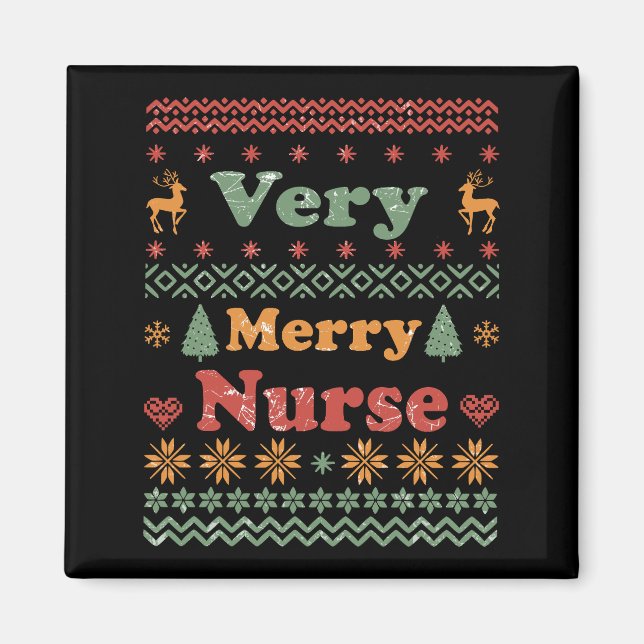 Ugly Merry Christmas sweater nurse RN gifts Magnet (Front)