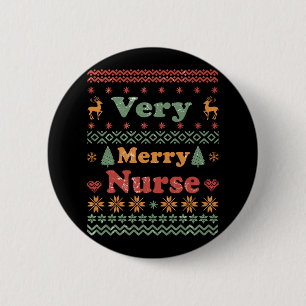 Ugly Merry Christmas sweater nurse vintage Button