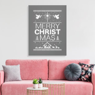 Ugly Merry Christmas Sweater Religious Christian Canvas Print