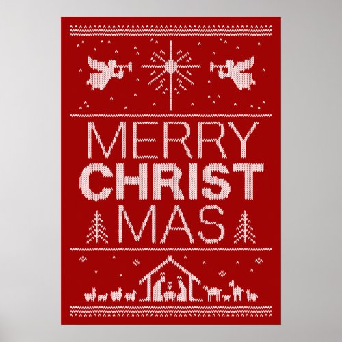 Ugly Merry Christmas Sweater Religious Christian Poster