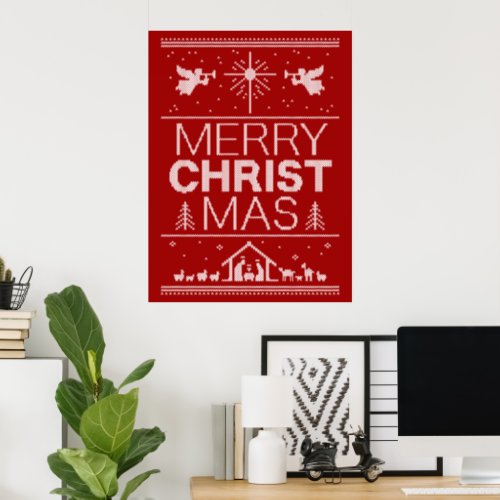 Ugly Merry Christmas Sweater Religious Christian Poster