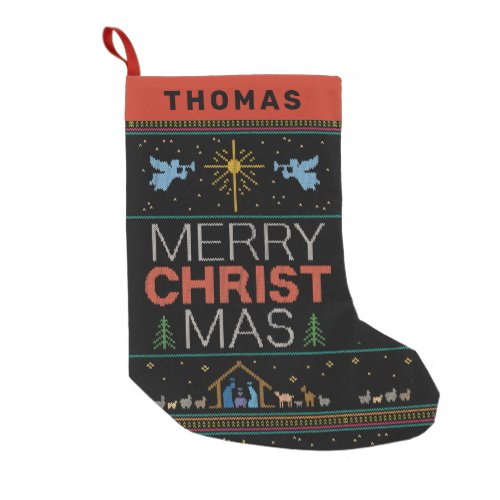 Ugly Merry CHRISTmas Sweater Religious Christian Small Christmas Stocking