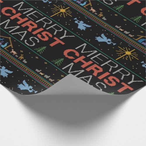 Ugly Merry Christmas Sweater Religious Christian Wrapping Paper