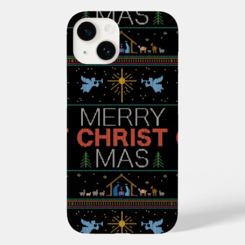 Ugly Merry CHRISTmas Sweater Religious Colorful Ca Case_Mate iPhone 14 Case