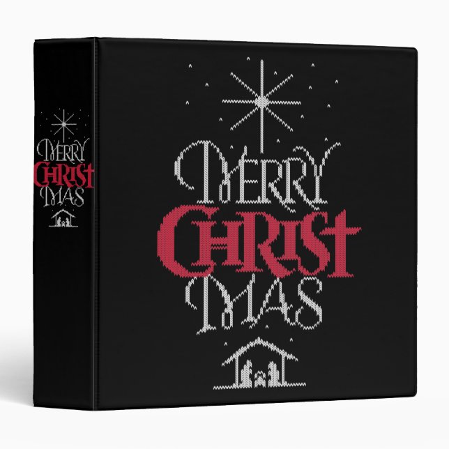 Ugly Merry CHRISTmas Sweater Religious Red White 3 Ring Binder (Front/Spine)