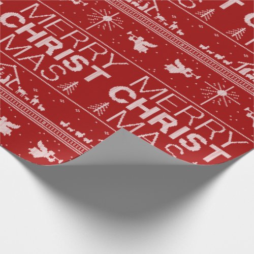 Ugly Merry CHRISTmas Sweater Religious Red White Wrapping Paper