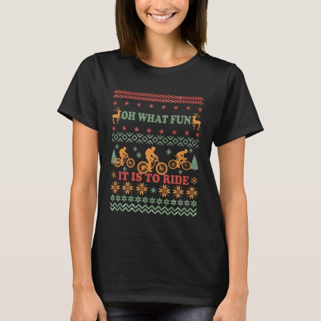 Ugly Merry christmas sweater riding a bike (Front)