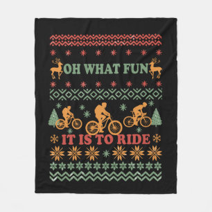 Ugly Merry christmas sweater riding a bike Fleece Blanket