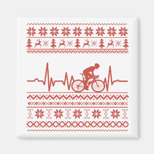 Ugly Merry christmas sweater riding a bike Magnet