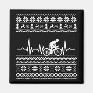 Ugly Merry christmas sweater riding a bike Magnet