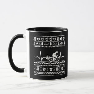 Ugly Merry christmas sweater riding a bike Mug