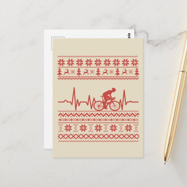 Ugly Merry christmas sweater riding a bike Postcard (Front/Back In Situ)