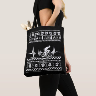 Ugly Merry christmas sweater riding a bike Tote Bag