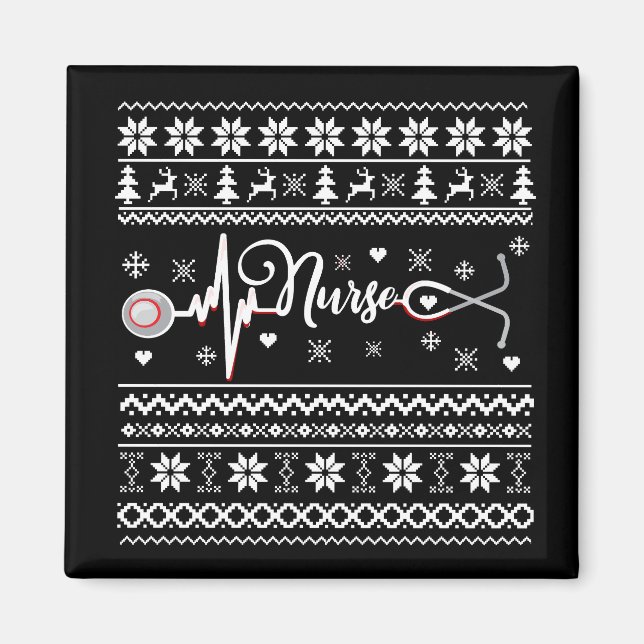 Ugly Merry Christmas sweater RN gifts nurse Magnet (Front)