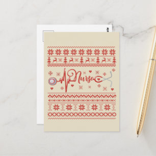 Ugly Merry Christmas sweater RN gifts nurse Postcard