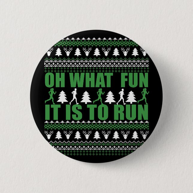 Ugly Merry Christmas sweater running run Button (Front)