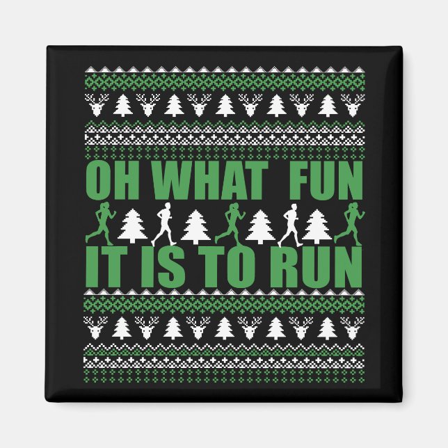 Ugly Merry Christmas sweater running run Magnet (Front)