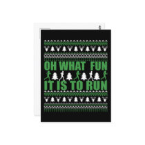 Ugly Merry Christmas sweater running run Postcard