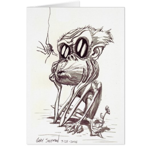 Ugly Monkey with Flower and Bug Cards (Front)