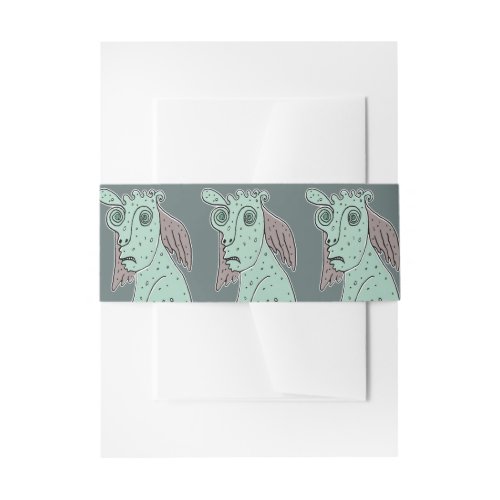 Ugly monster portrait drawing invitation belly band