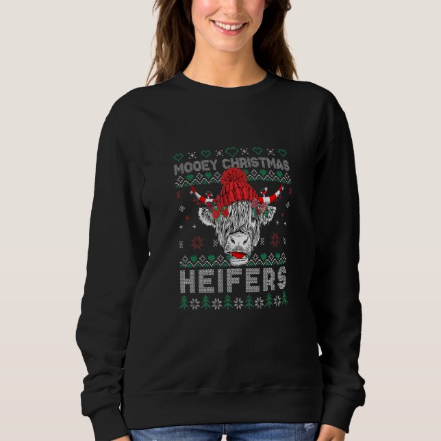 Ugly Mooey Christmas Heifers Santa Cow Sweatshirt (Front)