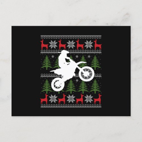 Ugly Motorcycle Christmas Deer Motocross Xmas Gift Postcard