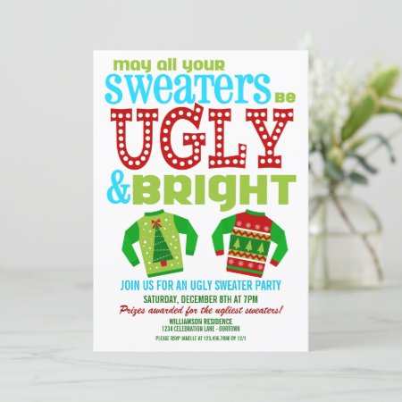 Ugly 'n Bright Christmas Sweater Party Invitation