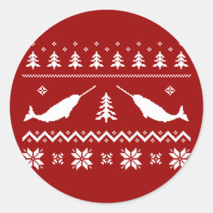 Ugly Narwhal Christmas Sweater Classic Round Sticker