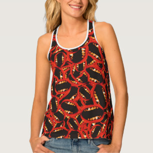 Ugly open mouth graphic motif random pattern tank top