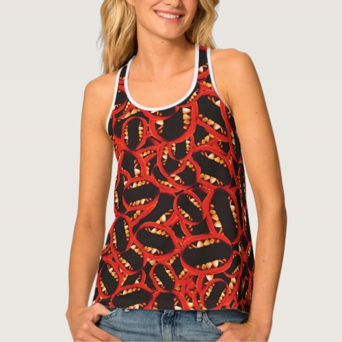 Ugly open mouth graphic motif random pattern tank top