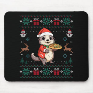 Ugly Otter Lover Santa Hat Xmas Light Otter Christ Mouse Pad