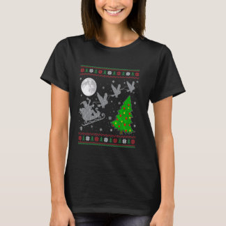 Ugly Owl Xmas Lighting Tree Santa Riding Owl T-Shirt