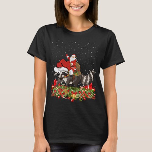 Ugly Raccoon Xmas Gift Santa Riding Raccoon Christ T_Shirt