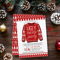 Ugly Red Christmas Sweater Holiday Party Invitation