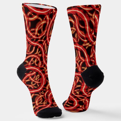 Ugly red worm cable pattern socks
