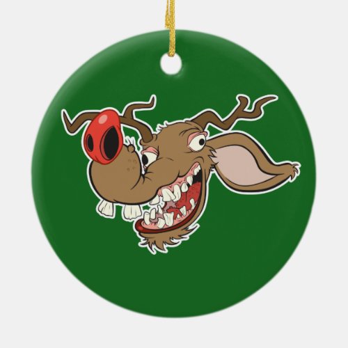 Ugly Reindeer Ceramic Ornament