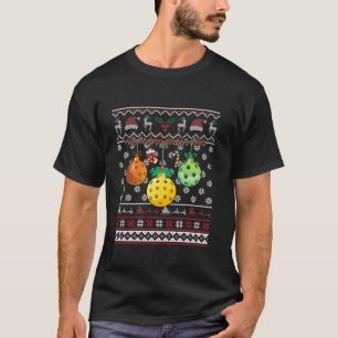 Ugly Santa Hat Gifts For Xmas Funny Pickleball Chr T-Shirt