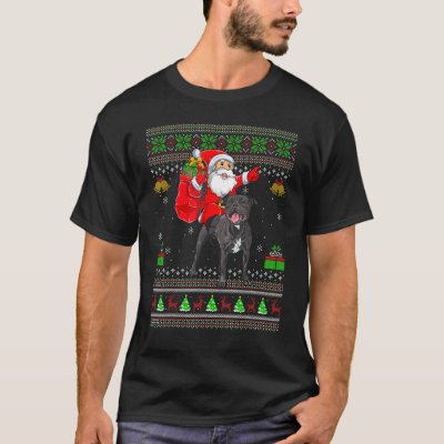Ugly Santa Riding Staffordshire Bull Terrier Dog C T-Shirt