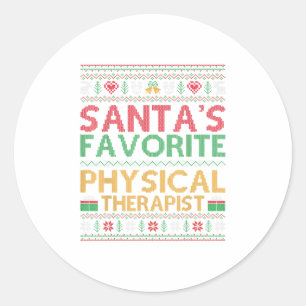Ugly Santa's Favorite Physical Therapis Classic Round Sticker